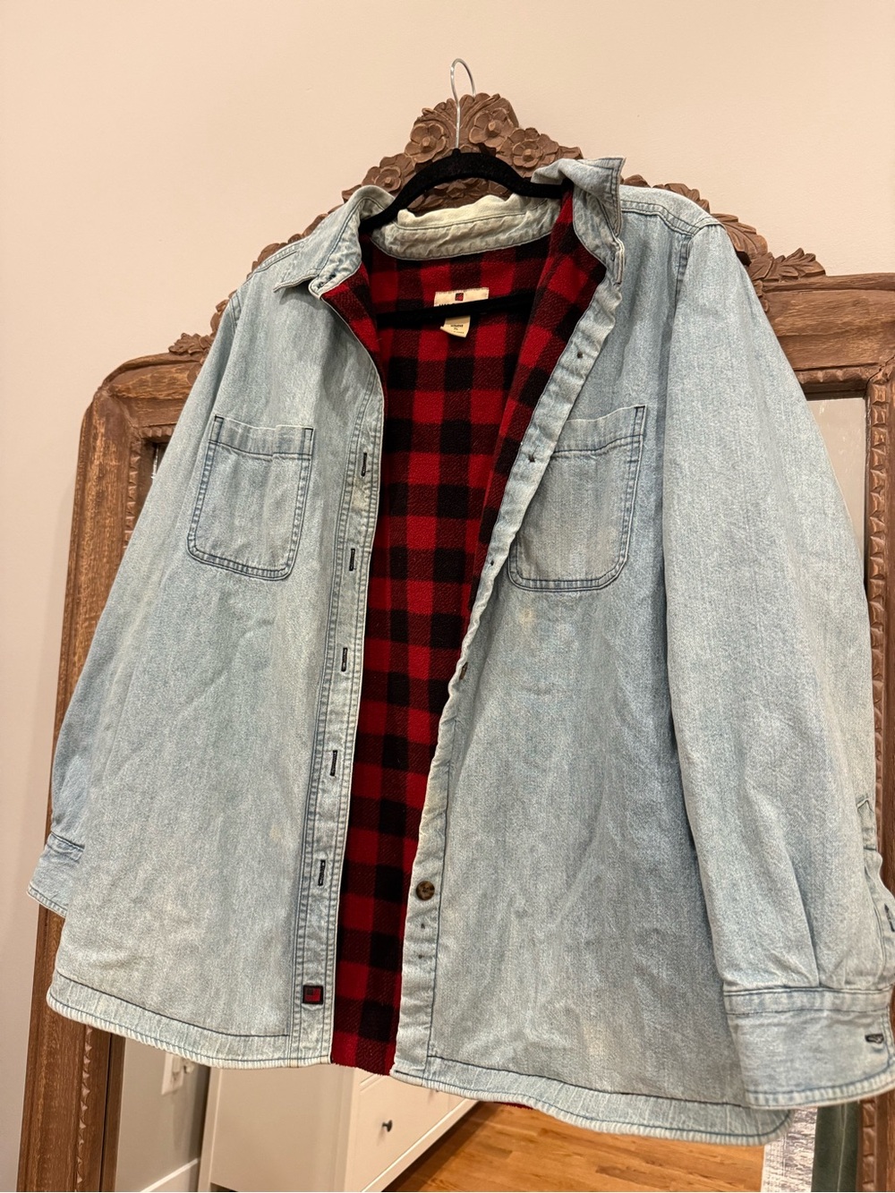 Woolrich vintage buffalo plaid denim jacket- xl